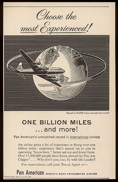 1955 An ad promoting Round the World service on Pan American.